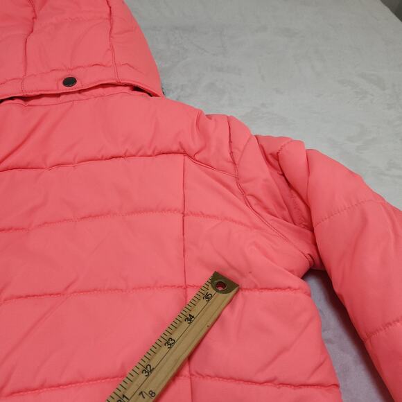 Columbia Puffer Jacket Womens Medium Neon Pink Florescent Hood Coral Pink - Picture 15 of 16